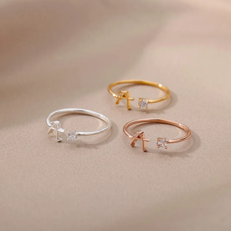 Fashion A-Z Alphabet Stainless Steel Rings Initial Jewelry for Women and Couples Free Shipping - Image 5