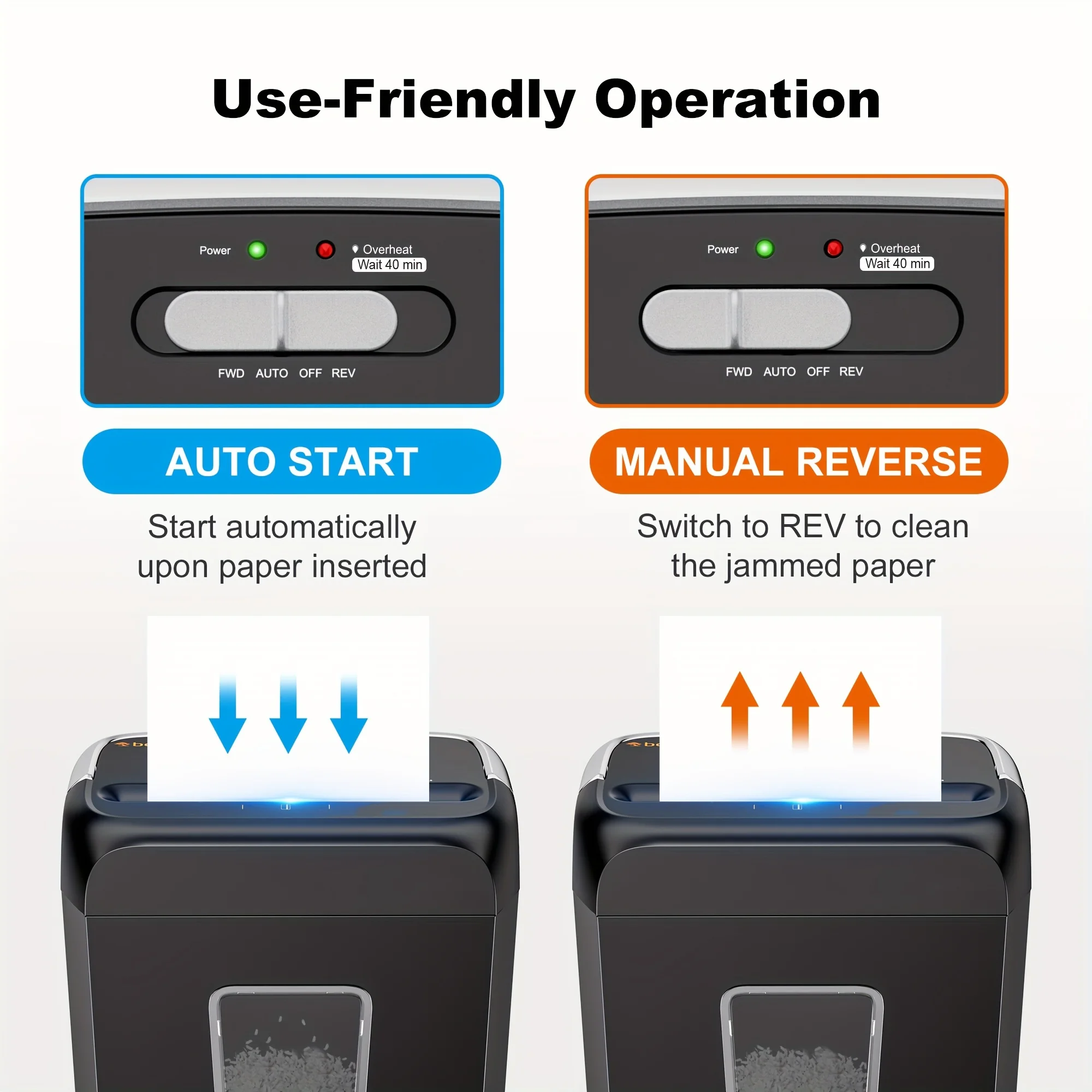 6-Sheet Cross-Cut Paper Shredder with 3.4-Gallon Wastebasket for Home Office Shreds Credit Cards,Paper, Mail, Staples and Clips - Image 5