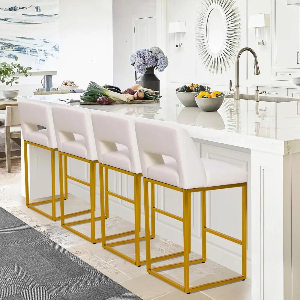 Set of 4 Modern Counter Height Bar Stools with Backs for Kitchen Island