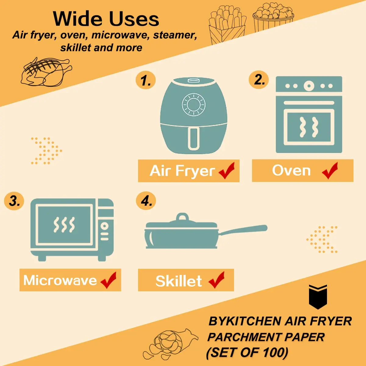 50/100PCS Disposable Non-Stick Air Fryer Paper Liners – Oil-Proof Baking Parchment Sheets - Image 3