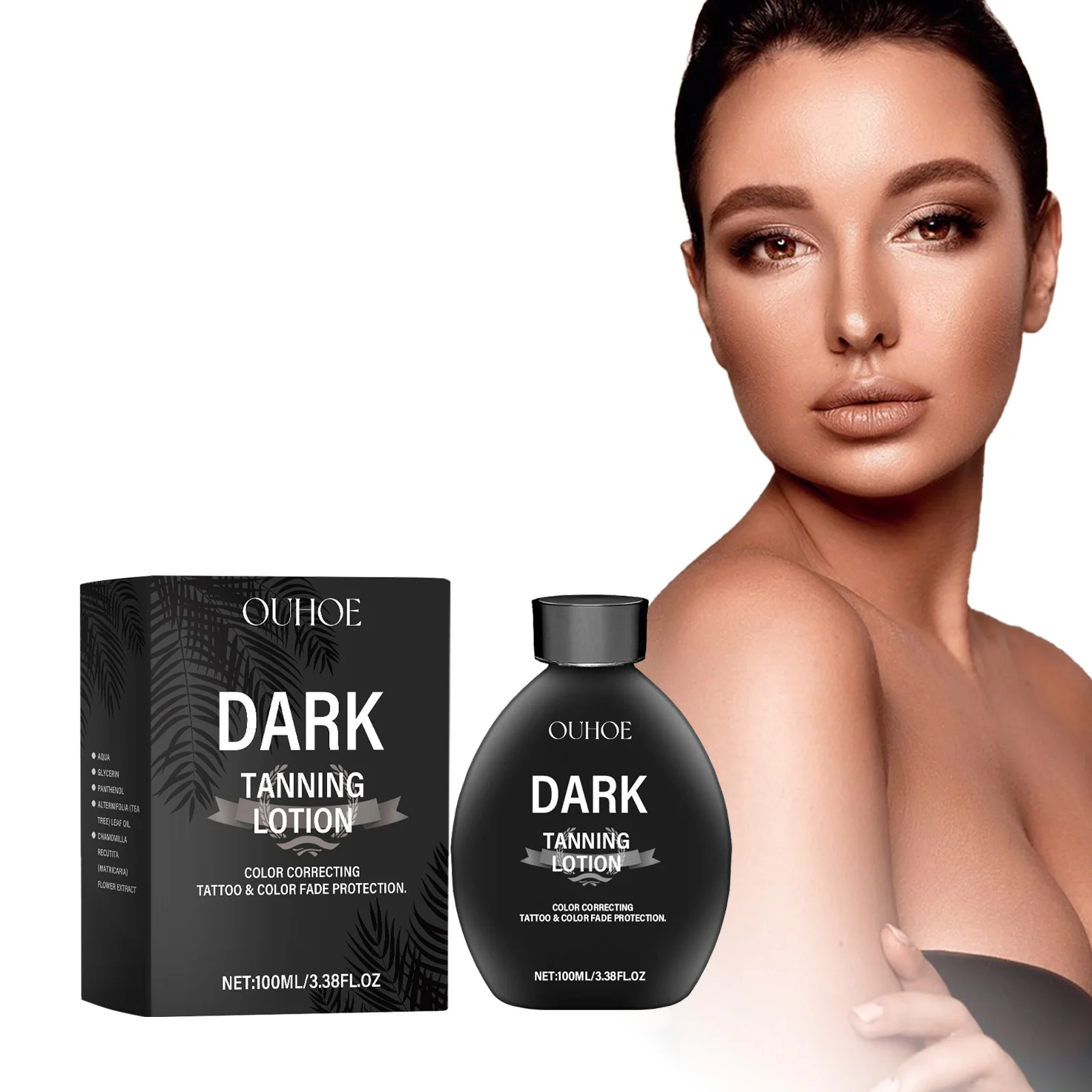 Dark Tanning Lotion - Sunless Moisturizer for Even Skin Tone & Sun Drying