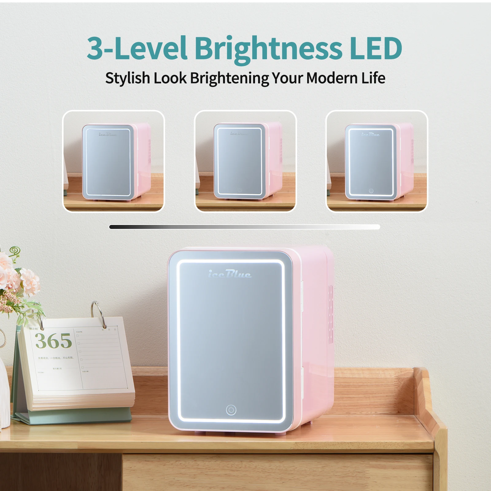 iceBlue 4L Mirror Mini Fridge - Dual-Use AC/DC Cooler & Warmer for Beauty, Makeup & Skincare - Image 5