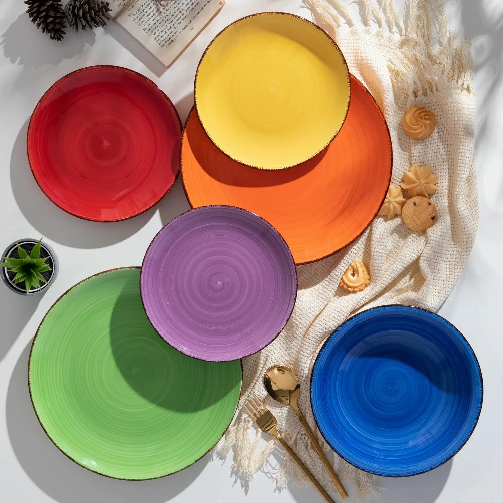 Vancasso Bonita 18‑Piece Multicolor Stoneware Dinnerware Set – Spiral Plates Bowl - Image 6