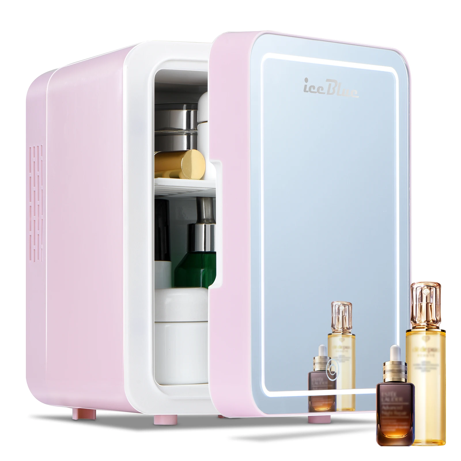 iceBlue 4L Mirror Mini Fridge - Dual-Use AC/DC Cooler & Warmer for Beauty, Makeup & Skincare