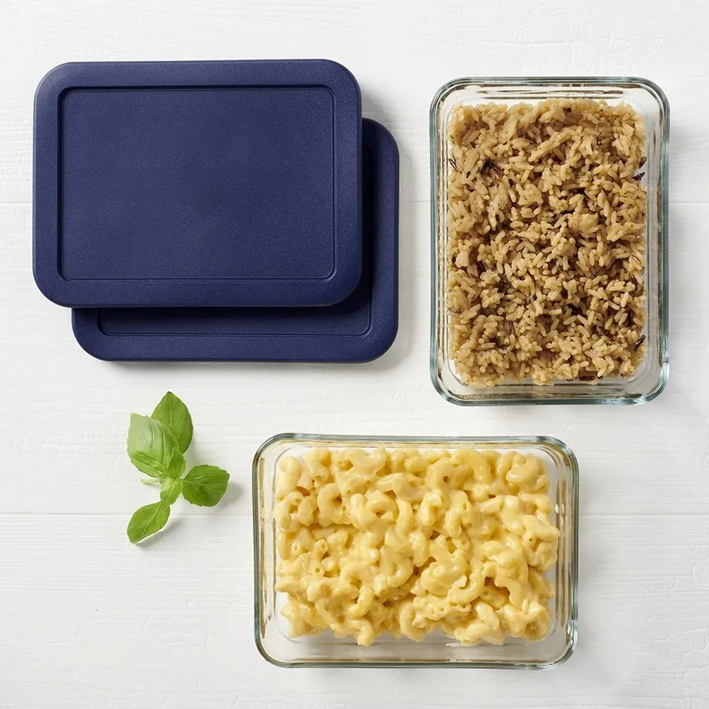 Pyrex 3-Cup Rectangular Glass Storage Containers with BPA-Free Lids, Set of 2 - Image 4