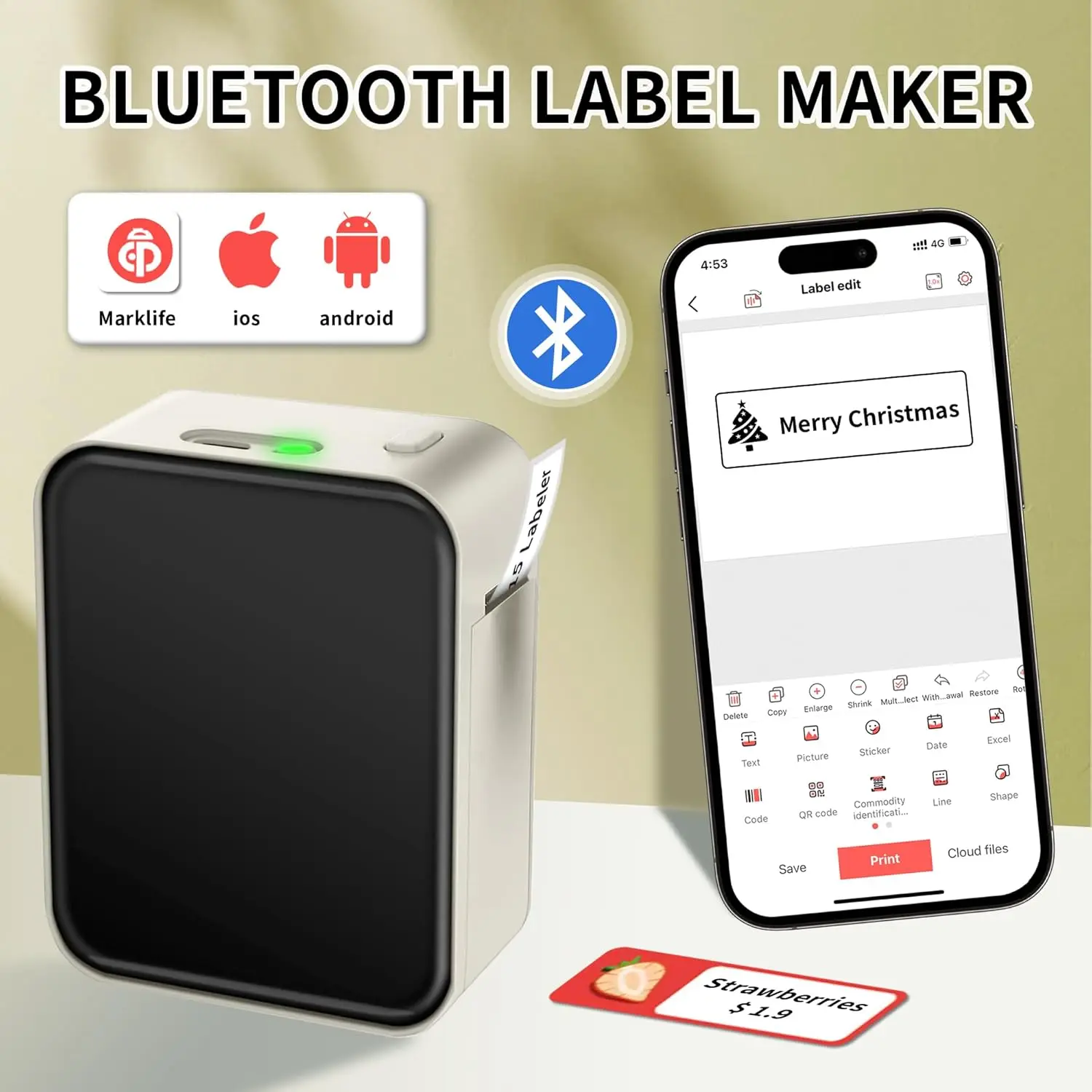 Marklife P15 Mini Portable Thermal Printer Without Ink Self-Adhesive Label Maker Printer For Stickers Labeller Labeling Machine - Image 2