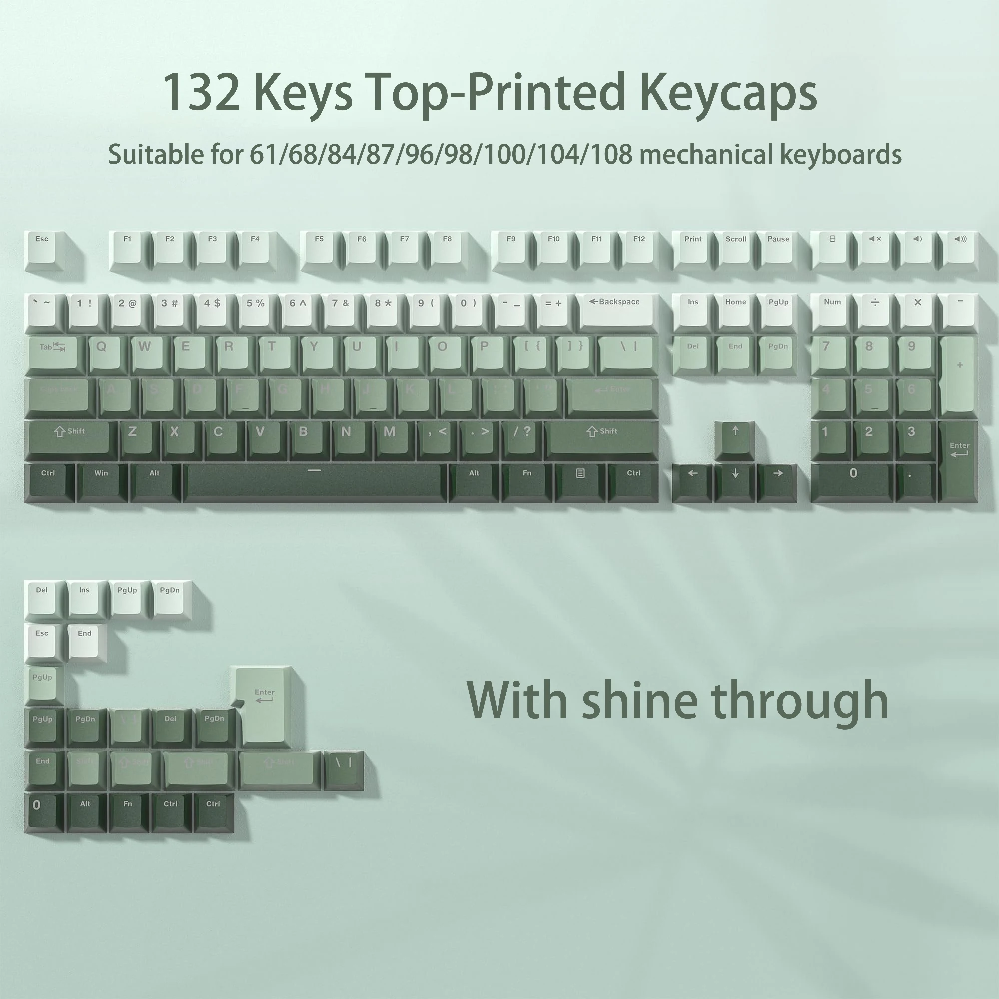 136 Key PBT Double Shot Backlit Keycaps for MX Mechanical Keyboard 61-108 Keys - Image 23