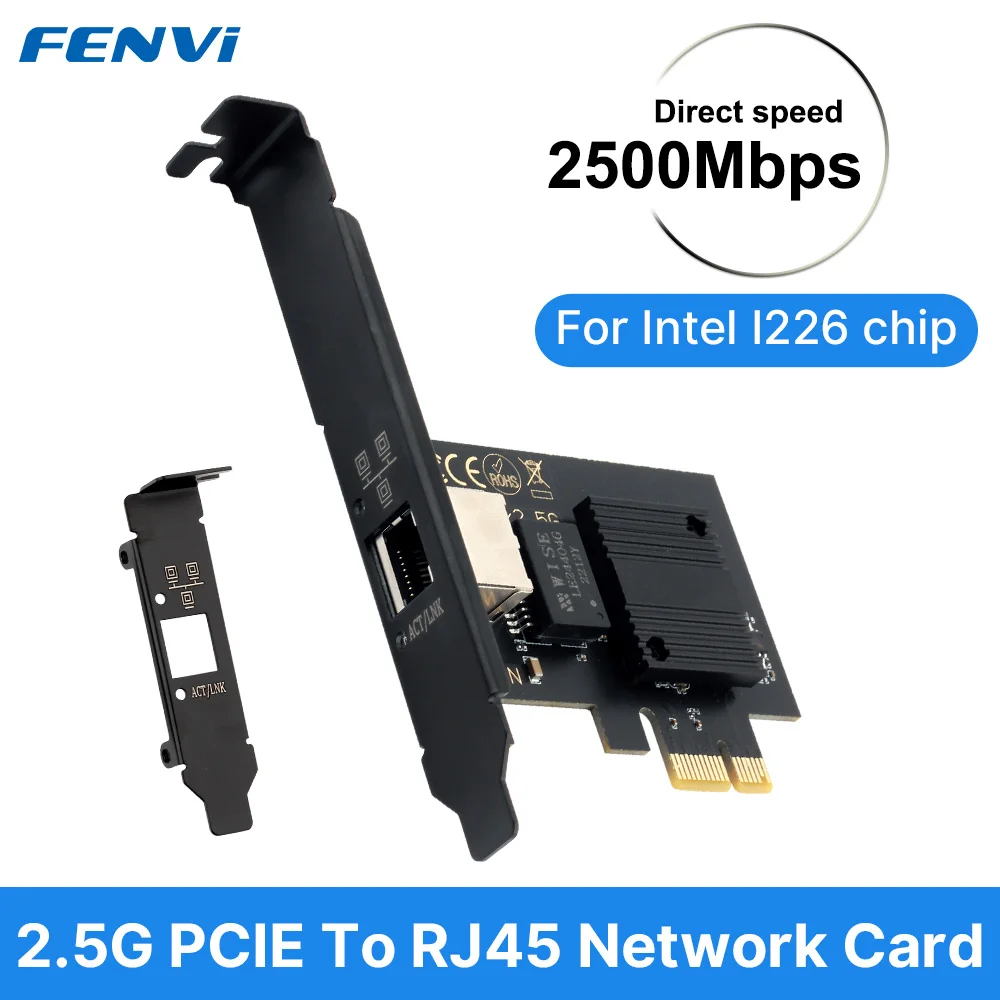 2.5G PCIe Network Card for Intel I226, Dual RJ45 Ports, 1000/2500M
