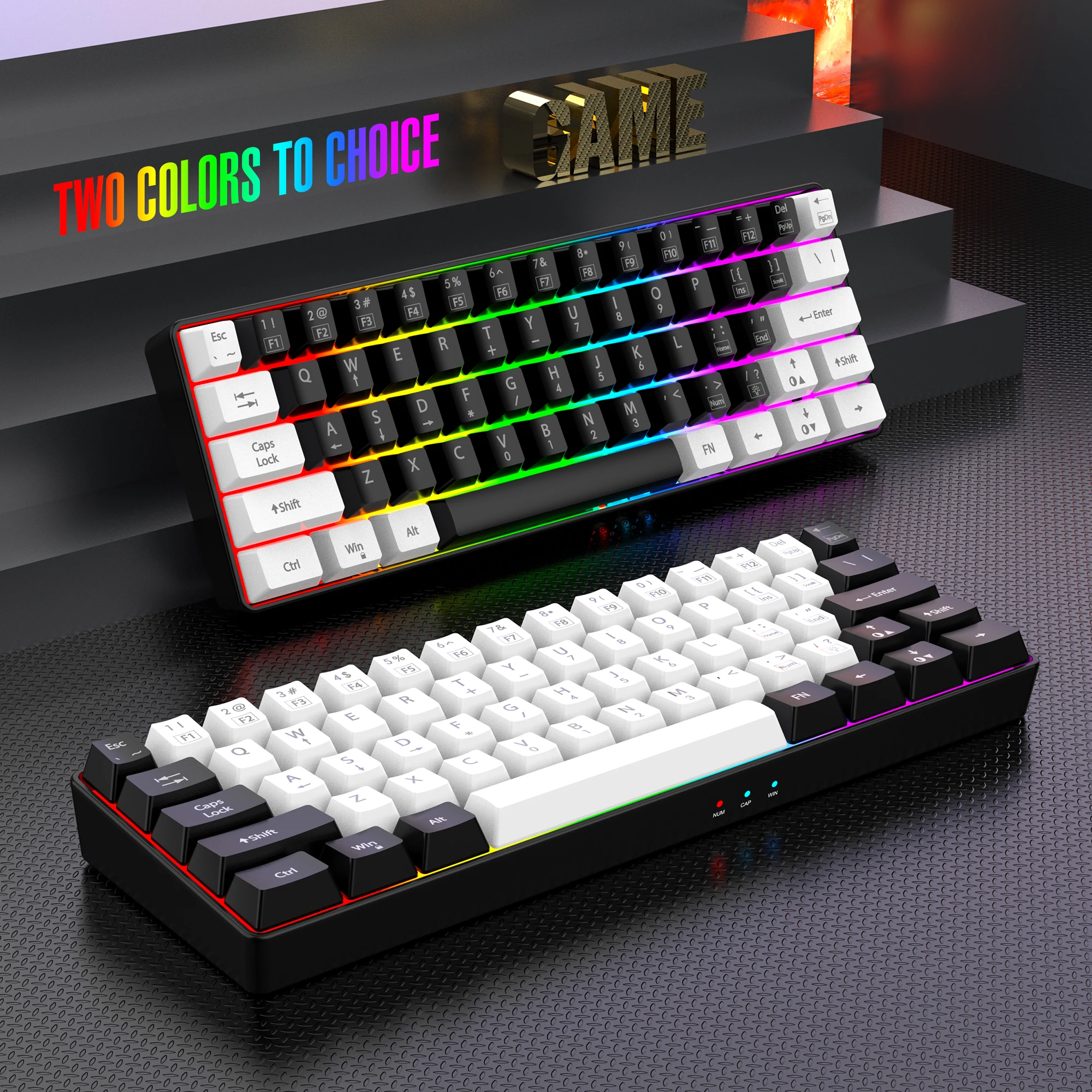 60% wired game keyboard, RGB backlit ultra-small keyboard, waterproof portable, computer/MAC game keyboard - Image 5