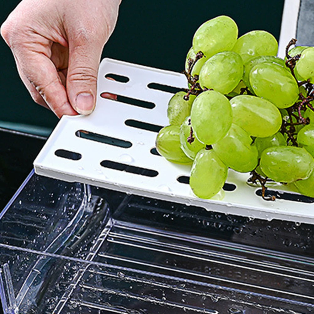 Stackable Refrigerator Organizer Drawers with Drain Tray & Clear Pull-Out Bins - Image 5