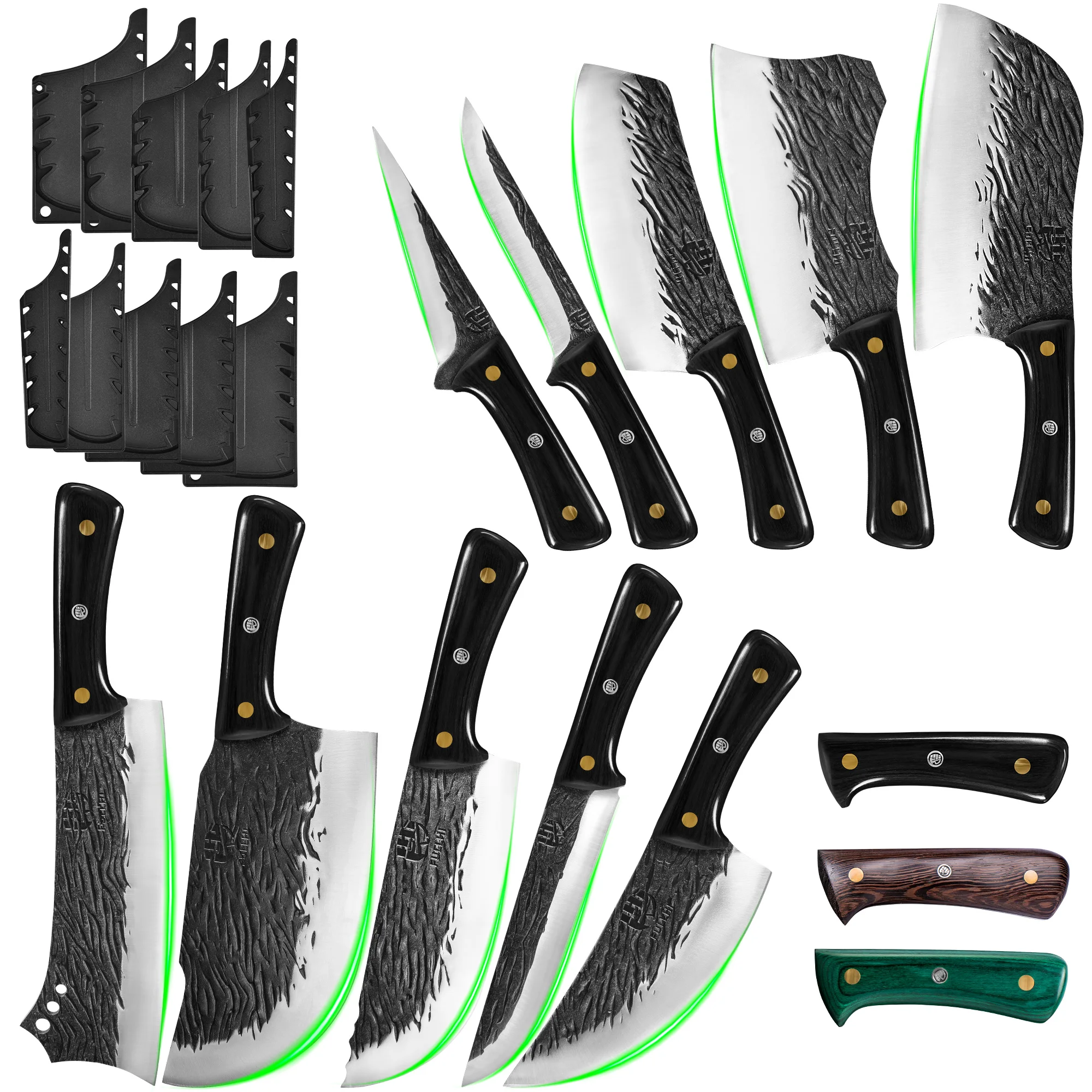 Full Tang Forged High‑Carbon Steel Chef Cleaver Knife with Sheath