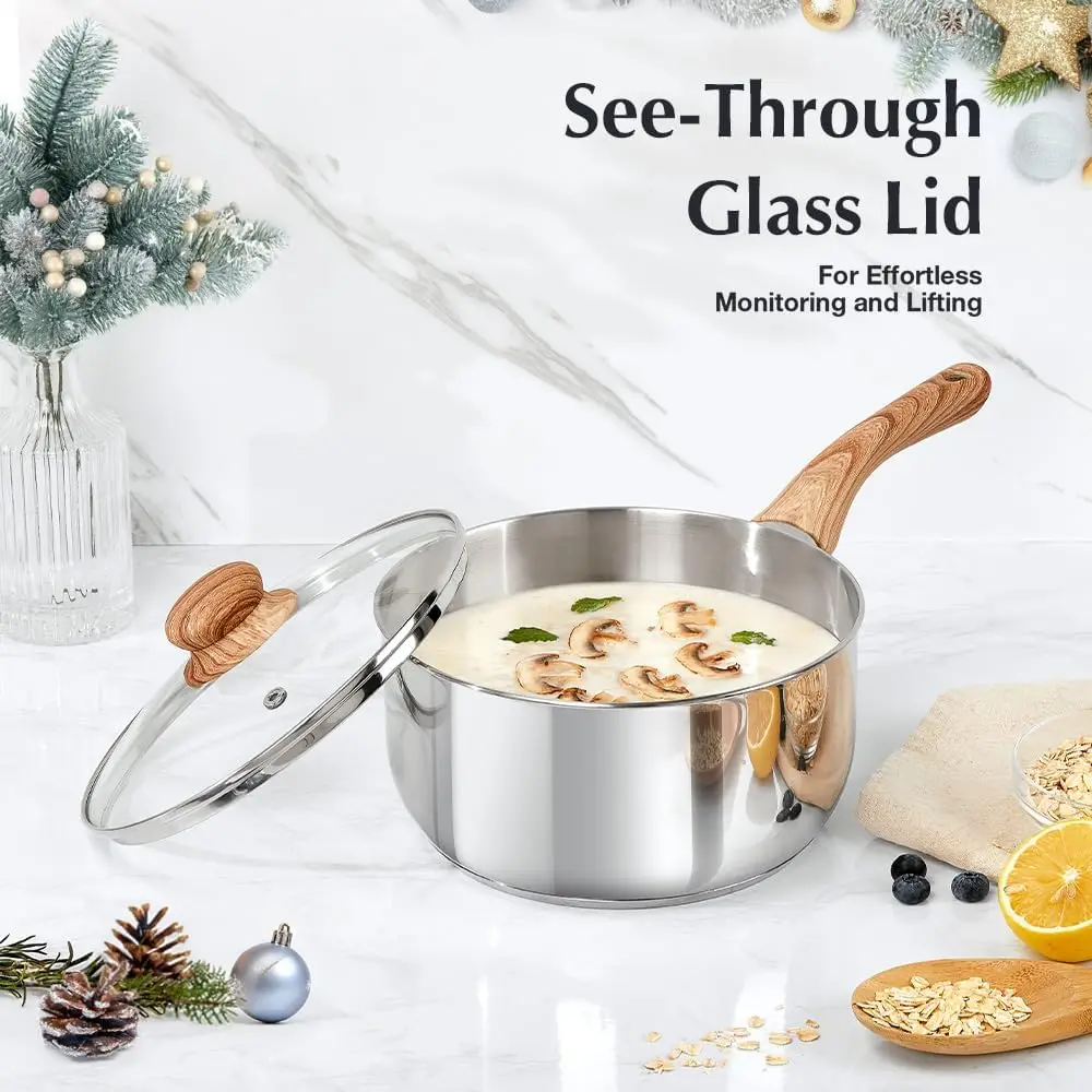 Induction‑Ready 4‑Piece Stainless Steel Saucepan Set – Cool‑Touch Handles - Image 2