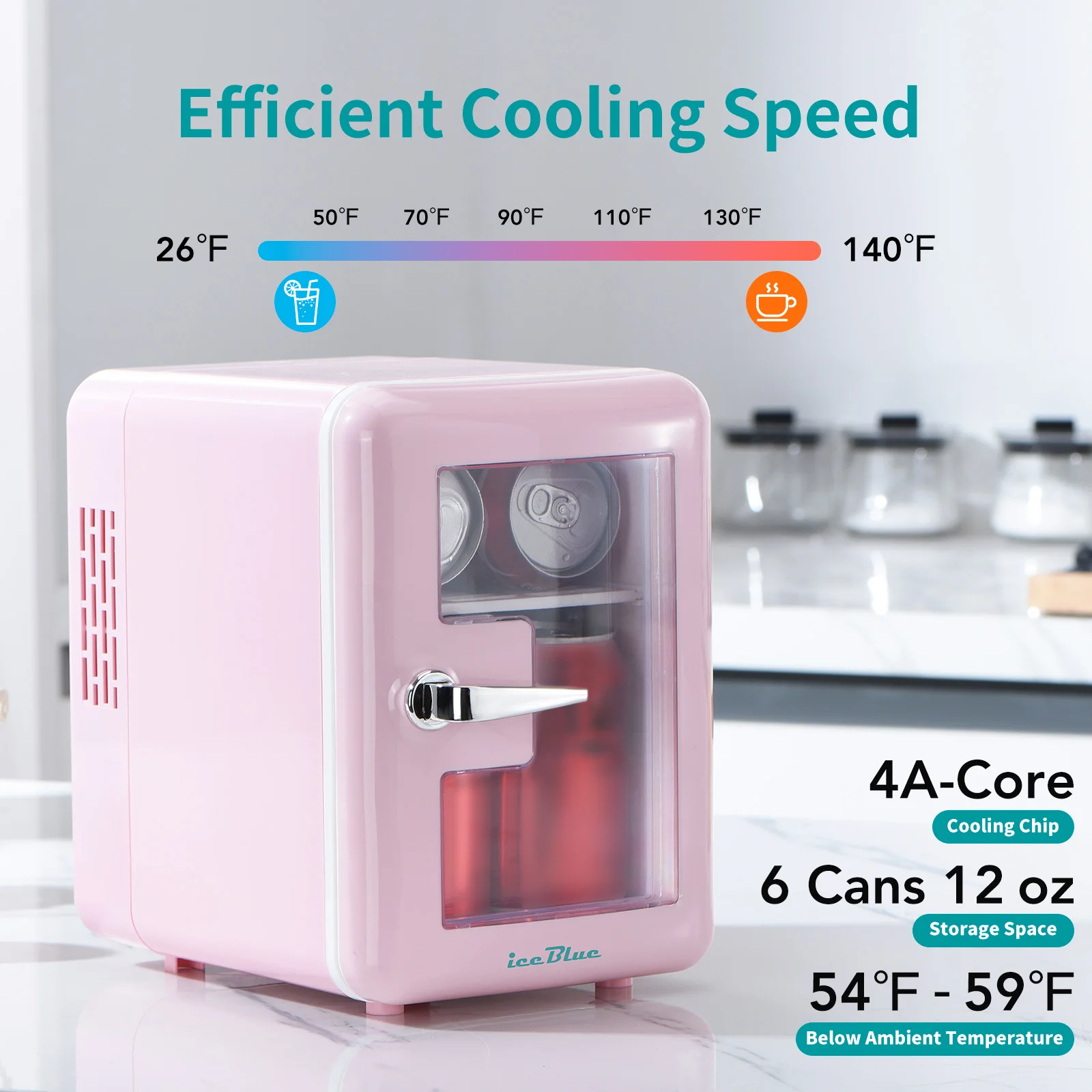 iceBlue 4L Mini Fridge Cooler & Warmer – 6-Can Capacity, Portable for Camping, Car & Home - Image 4