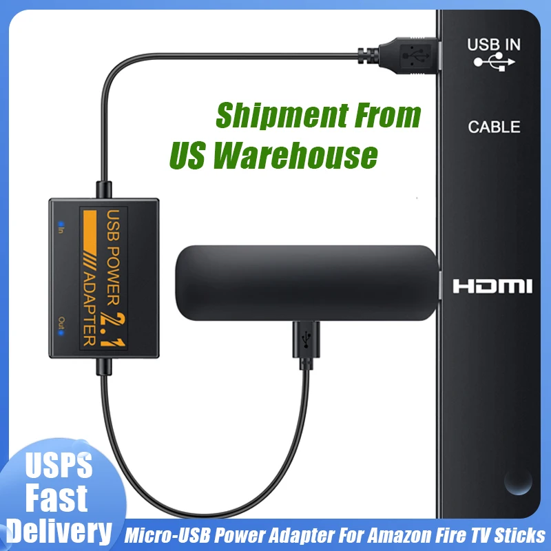USB Power Adapter for Fire TV Stick - 1800mAh Battery, Plug & Play