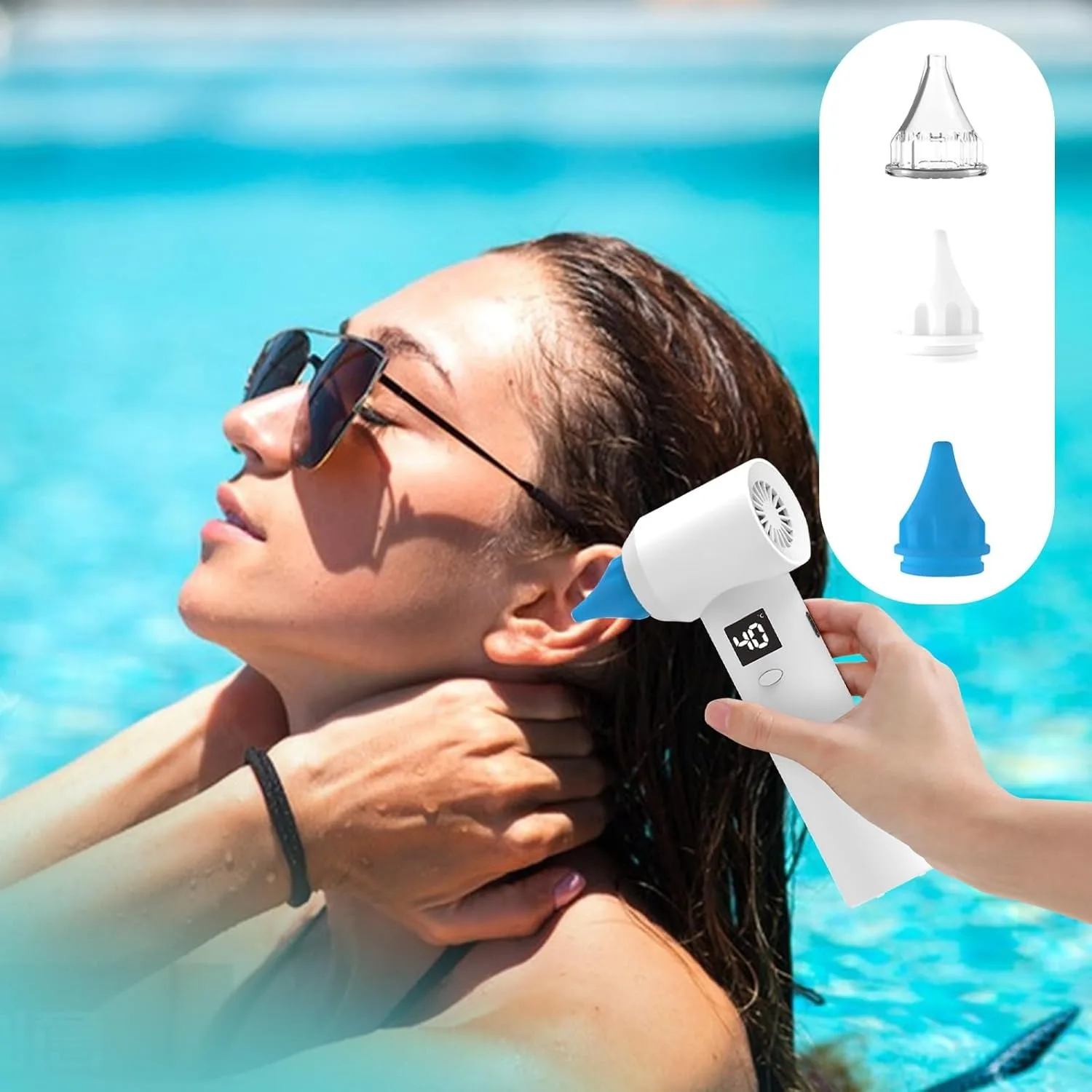 Ear Dryer with 650nm Red Light Therapy – Water Drying Aid for Swimmers