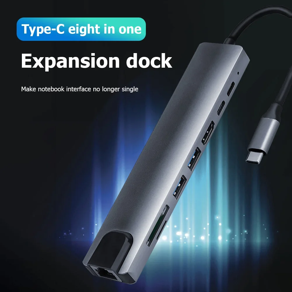 8 in 1 PD Fast Charger Type C to 4K HDMI Card Reader for MacBook Laptop