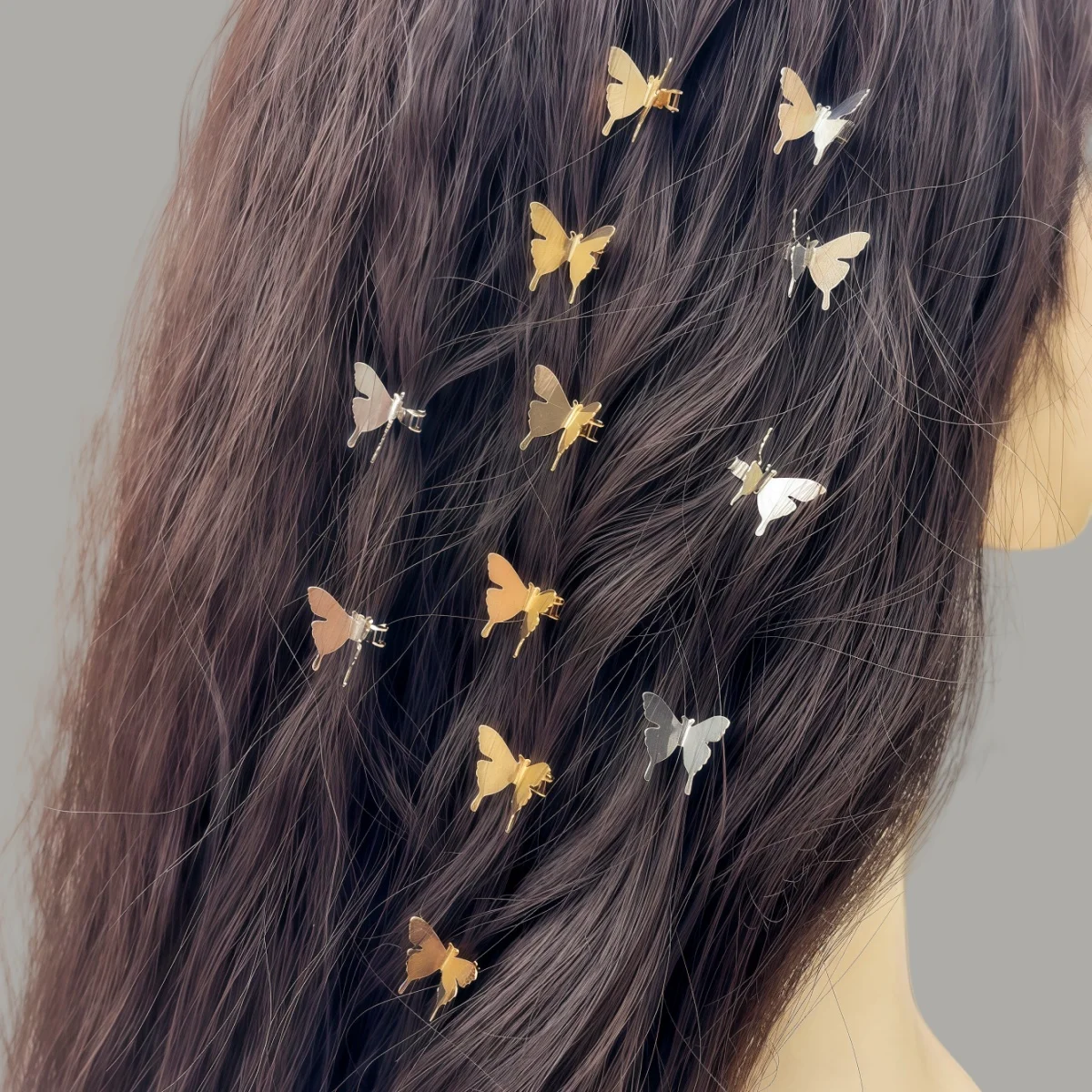 6/12PCS Ladies Metal Butterfly Hair Claws Small Punk Style Hairpins Decorative Accessories