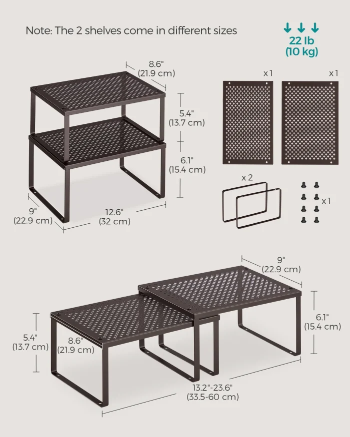 SONGMICS Stackable & Expandable Spice Rack Organizer – Cabinet & Countertop Shelf Riser - Image 6