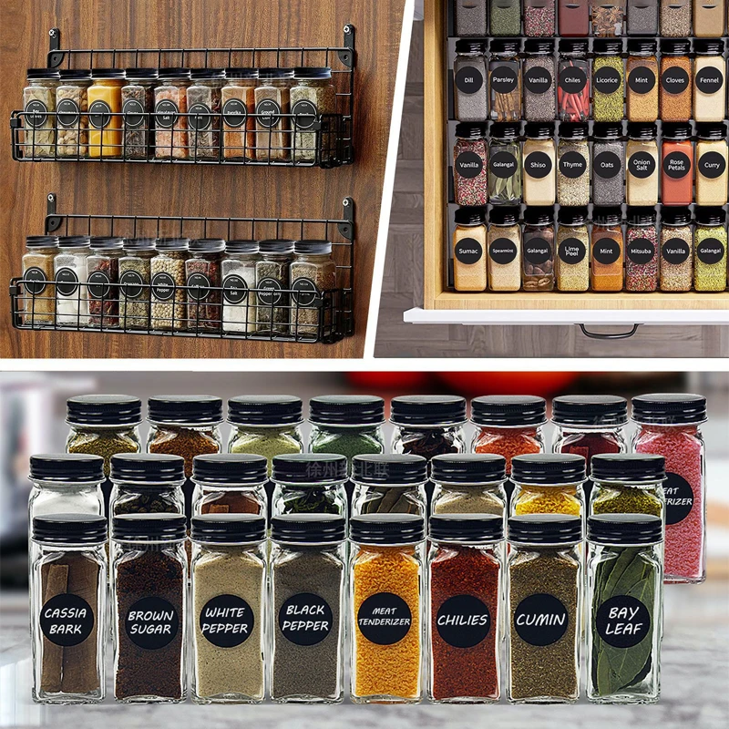 120ml Glass Spice Jars with Wooden Lids – 12-Piece Set with Labels
