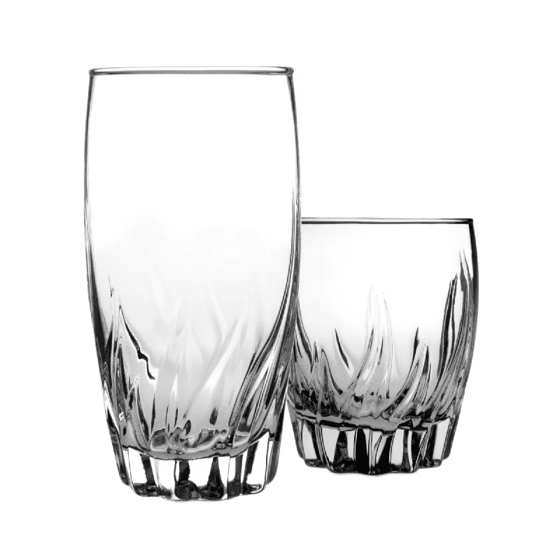 12-Piece Clear Glassware Set - Durable Highball & Rocks Glasses, Dishwasher Safe, Ideal for Parties
