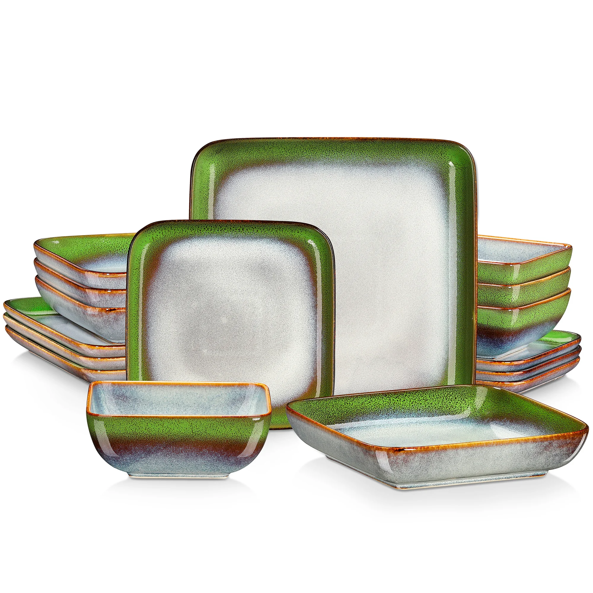 Vancasso Stern 16-Piece Blue Square Dinner Set - Kiln-Change Glaze Ceramic Tableware for 4 - Image 8