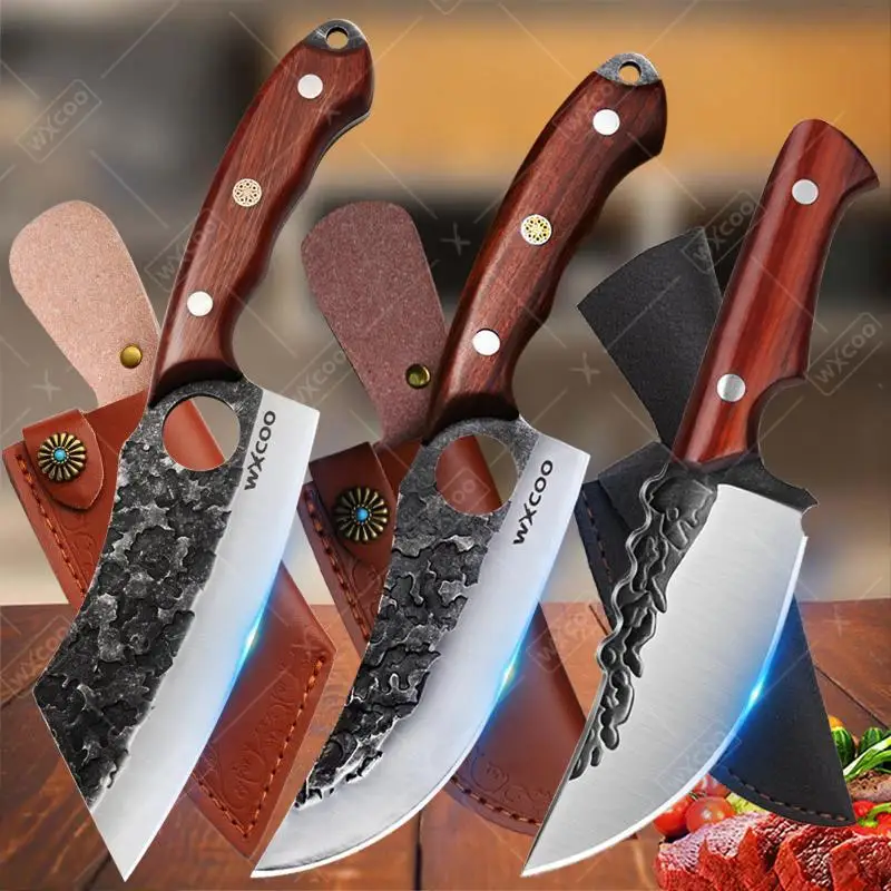 Hand‑Forged Stainless Steel 3‑Piece Boning Knife Set – Professional Utility Knives