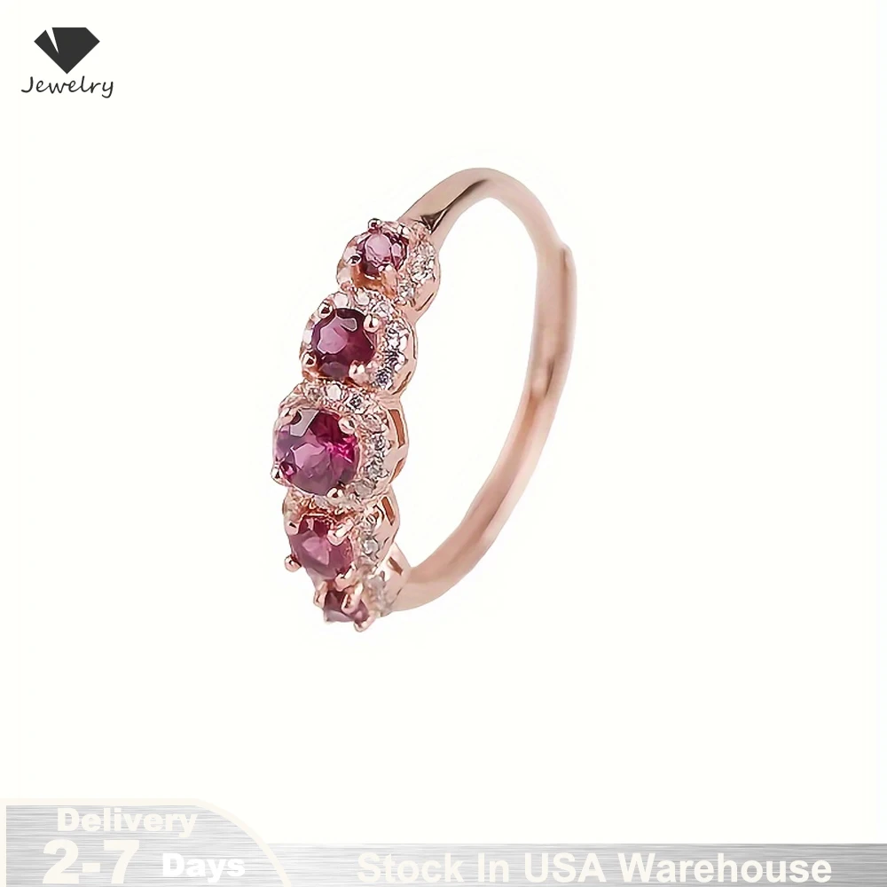 Vintage Purple Cubic Zircon S925 Silver Rose Gold Ring – Ethnic Wedding Jewelry