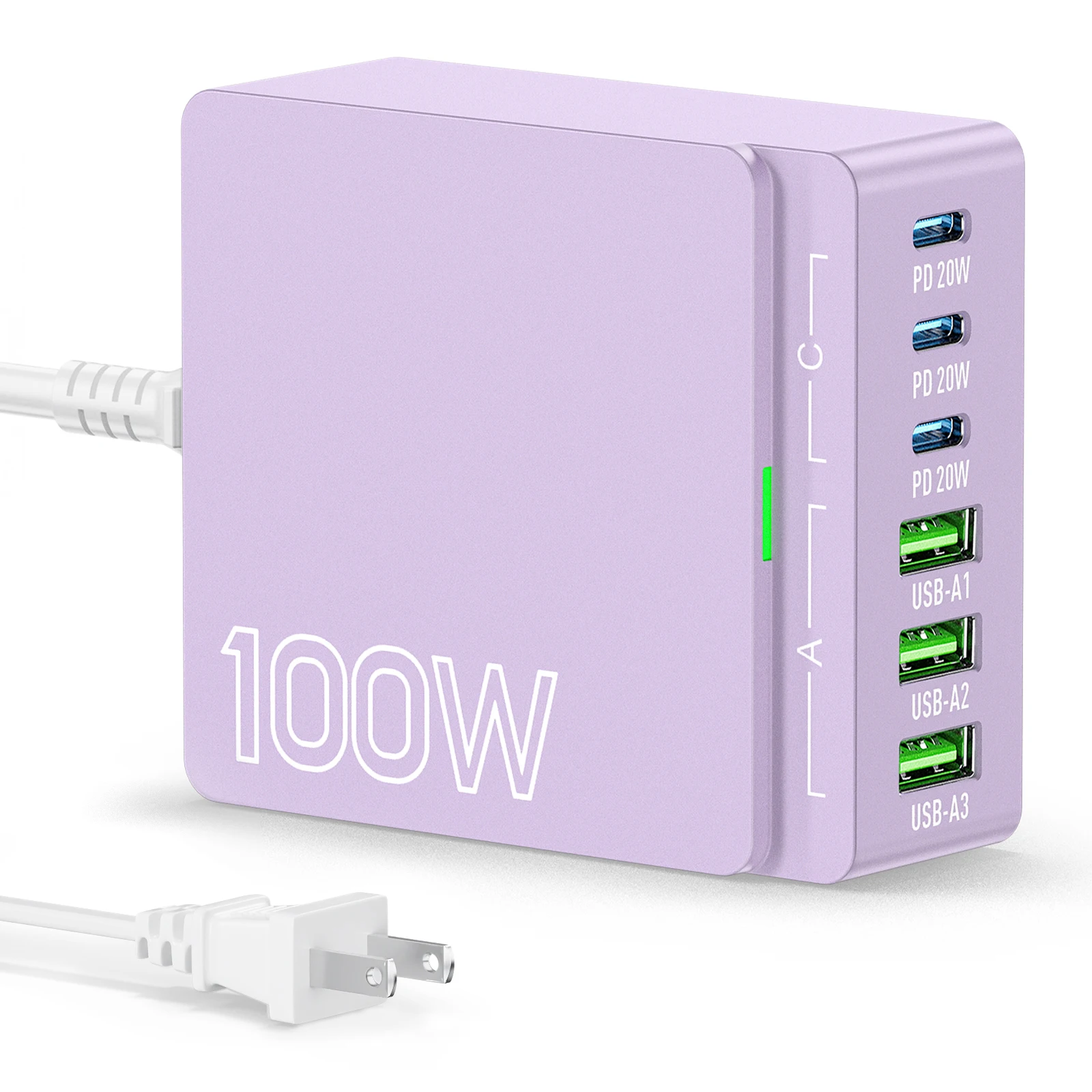 100W 6-Port GaN Charger Hub PD 3.0 Type-C USB-A for Phone, Tablet, Laptop - Image 9
