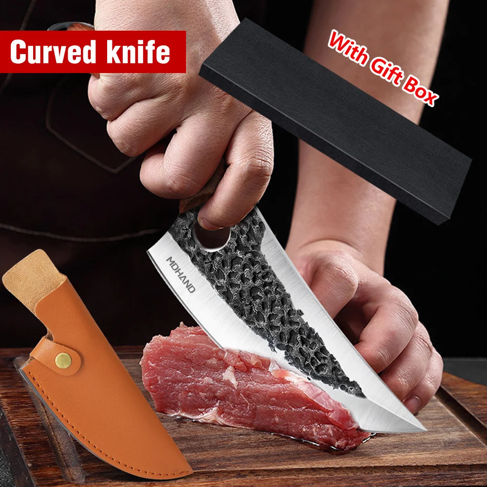Hand-Forged Double‑Edged Boning & Slicing Knife – Damascus‑Style, Wood Handle - Image 5