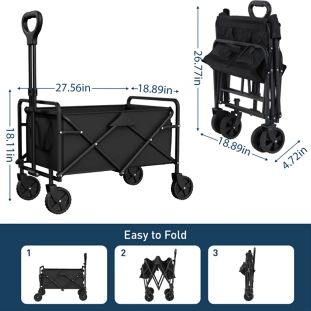 Foldable Garden Wagon Cart, Portable Outdoor Trolley for Camping, Beach & Shopping - Image 3