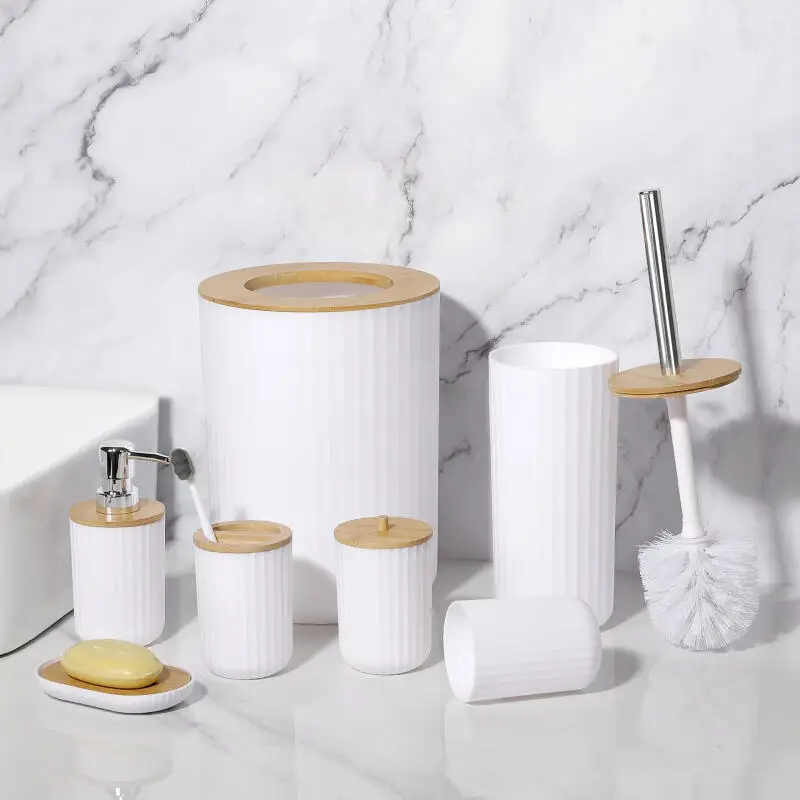 7-Piece Bamboo Bathroom Accessories Set – Stylish Bath Ensemble - Image 3