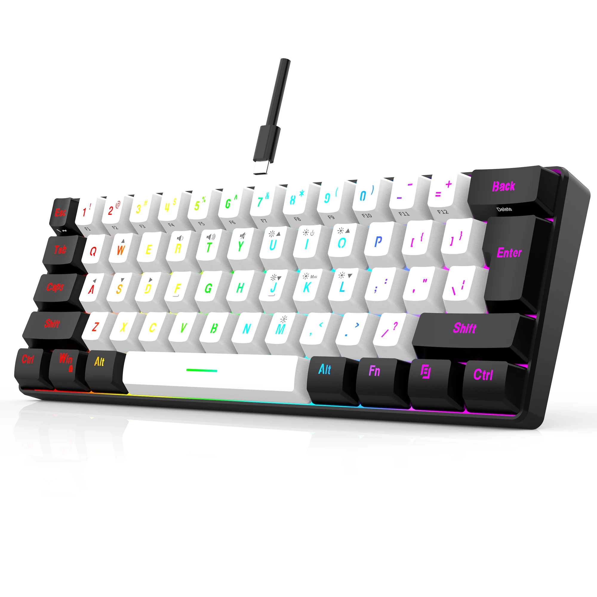60% wired game keyboard, RGB backlit ultra-small keyboard, waterproof portable, computer/MAC game keyboard - Image 8