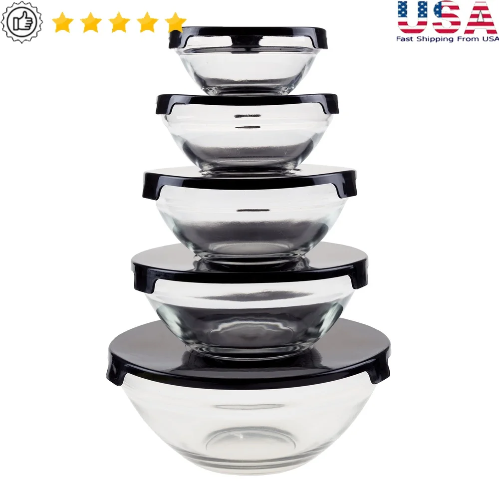 10‑Piece Glass Food Storage Set – Airtight, Leakproof, Microwave & Dishwasher Safe