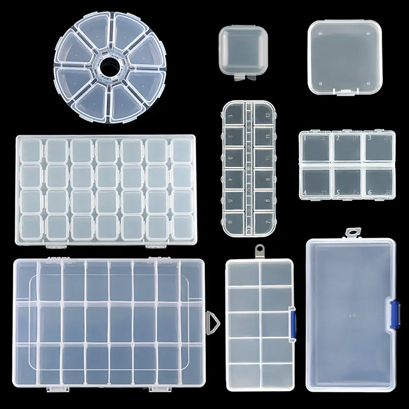 Jewelry Storage Box with Adjustable Compartments – Transparent Plastic Organizer for Beads & Small Parts
