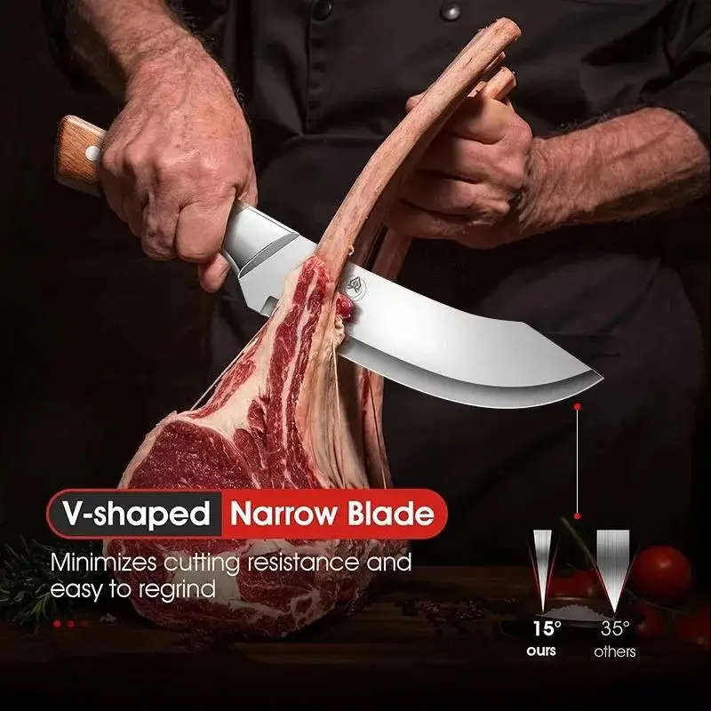 Handcrafted Forged Bone-Removing Knife with Leather Sheath – Professional Chef’s Boning Tool - Image 3