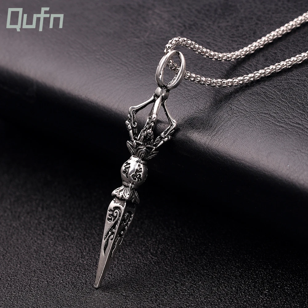 Vintage Gothic Taper Pendant Necklace – Men's Retro Silver Titanium Steel Jewelry