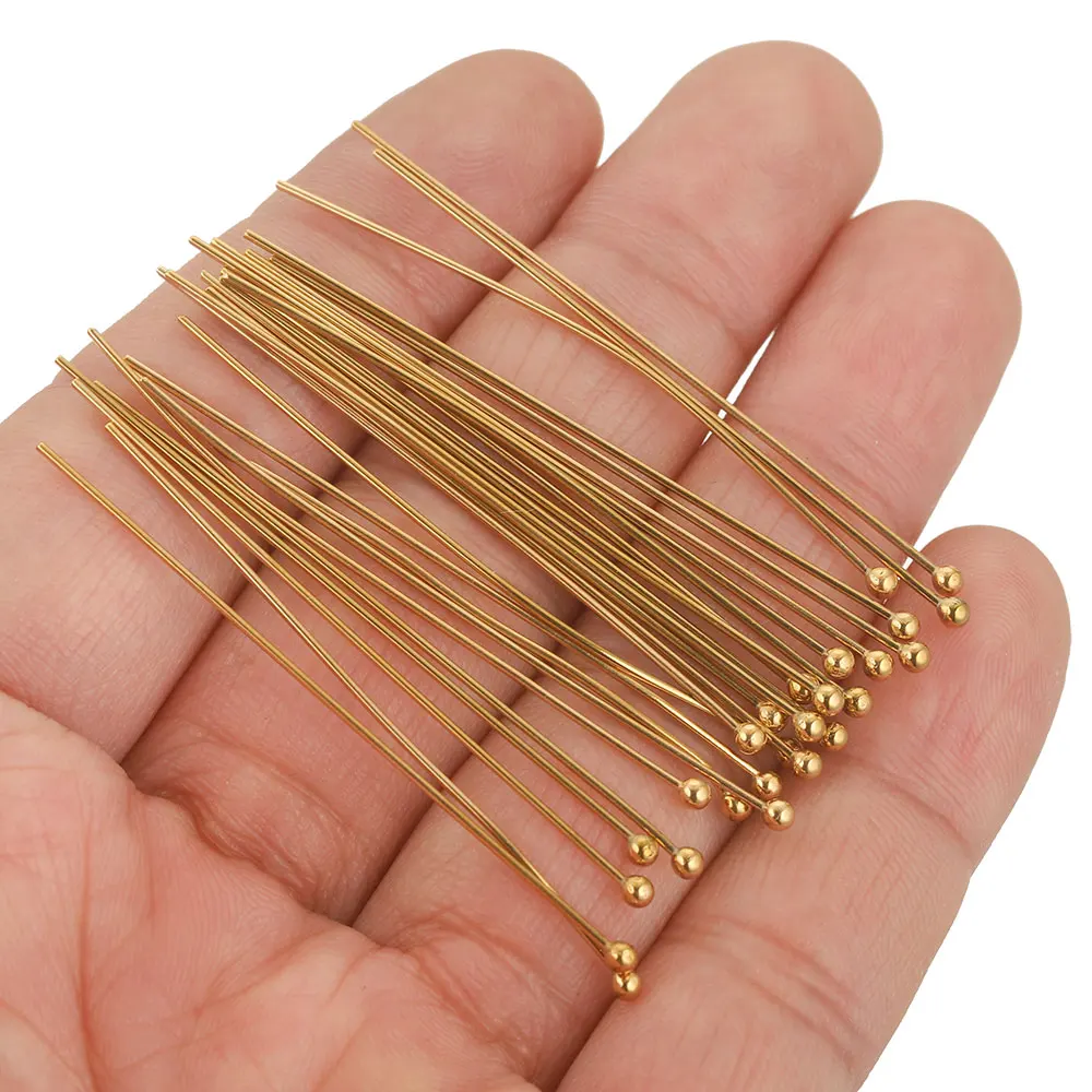 20pcs 20-70MM PVD Stainless Steel Eye Flat Ball Head Pins Needle for Beads Earrings Crafts Connector Jewelry Making Materials - Image 3