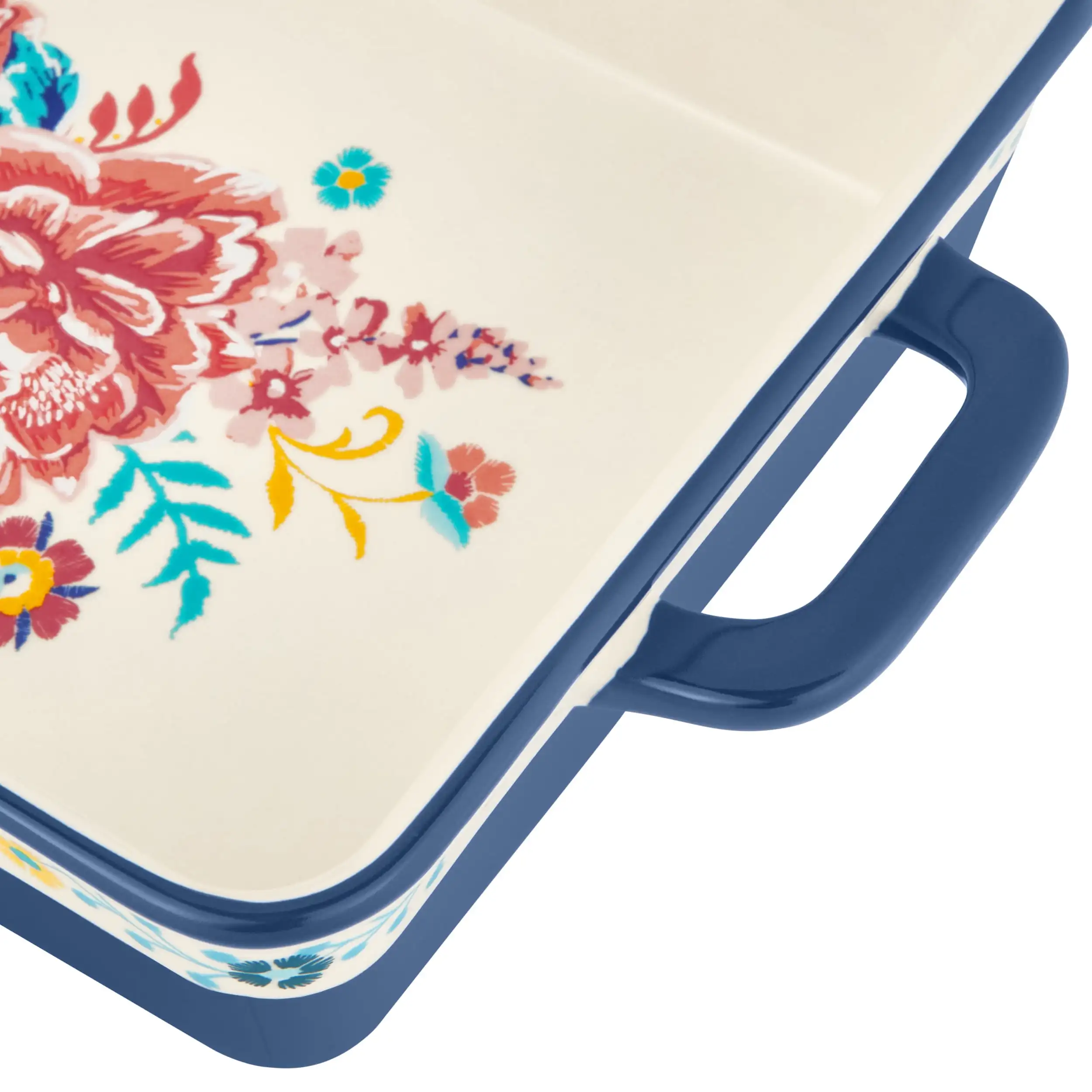 Keepsake Floral 7"x10" Ceramic Baking Dish with Lid – Oven Safe Casserole Pan - Image 4