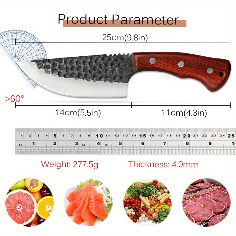 1 PC Stainless Steel Multipurpose Butcher Knife – Handmade Forged Meat Cleaver with Wooden Handle - Image 2