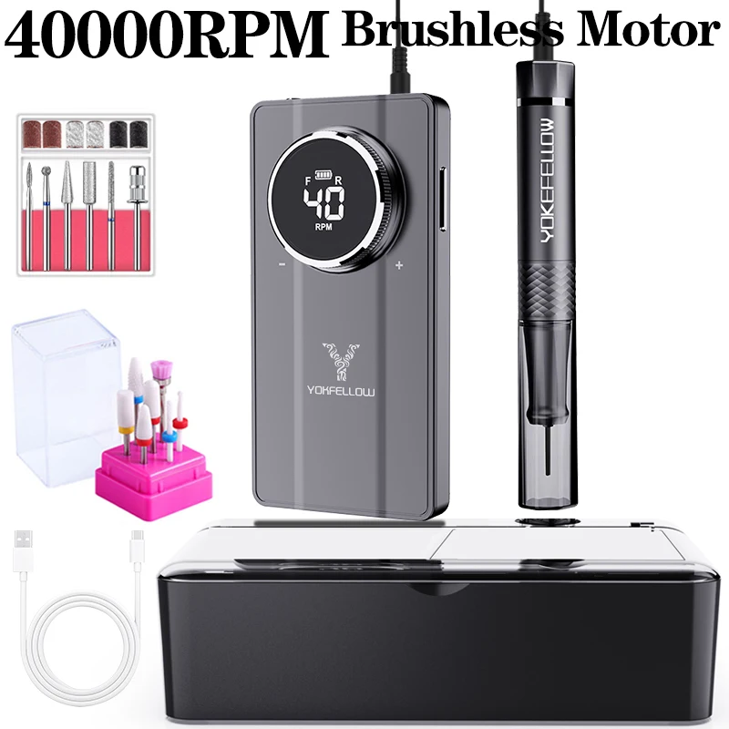 Professional 40000RPM Brushless Nail Drill – Rechargeable with Storage Box - Image 11