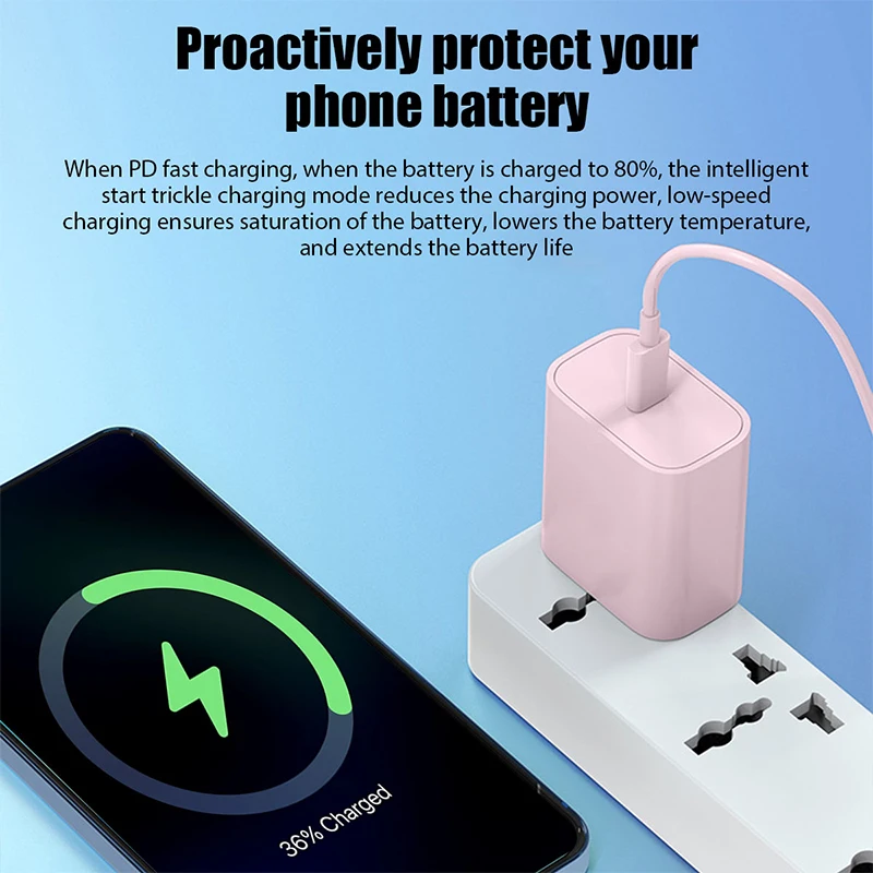 20W PD Fast Charger 2-Pack US Plug for iPhone 14/13/12/11 with Cable - Image 2