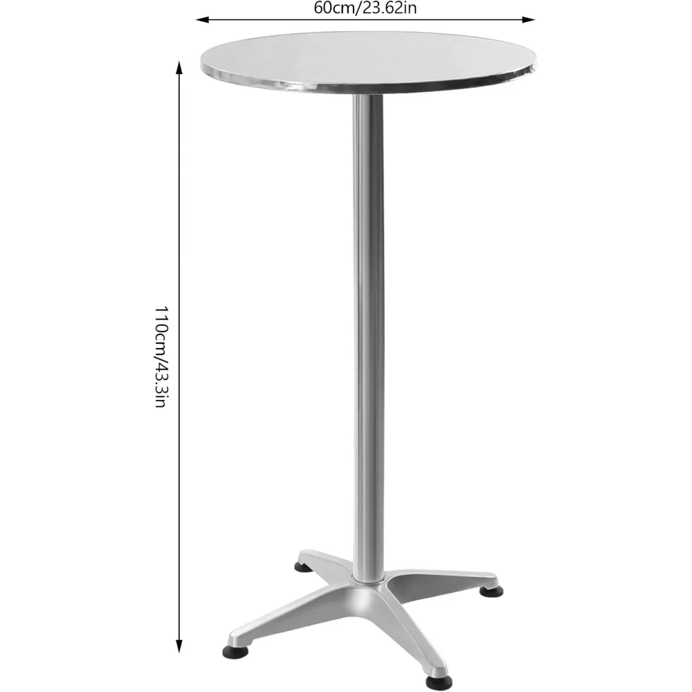 23.6" Round Pub Table Bistro Bar Height Cocktail Table W/ 90° Foldable - Image 3
