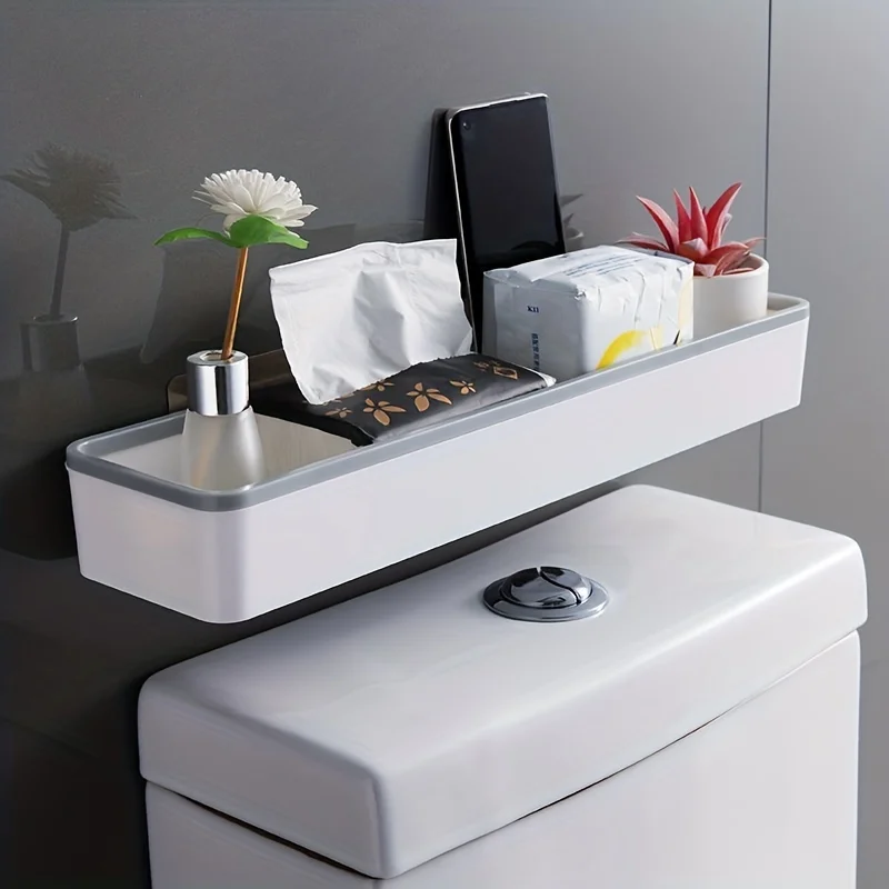 Over-the-Toilet Storage Cabinet, White Wall-Mounted Organizer with Adjustable Shelf - Image 3