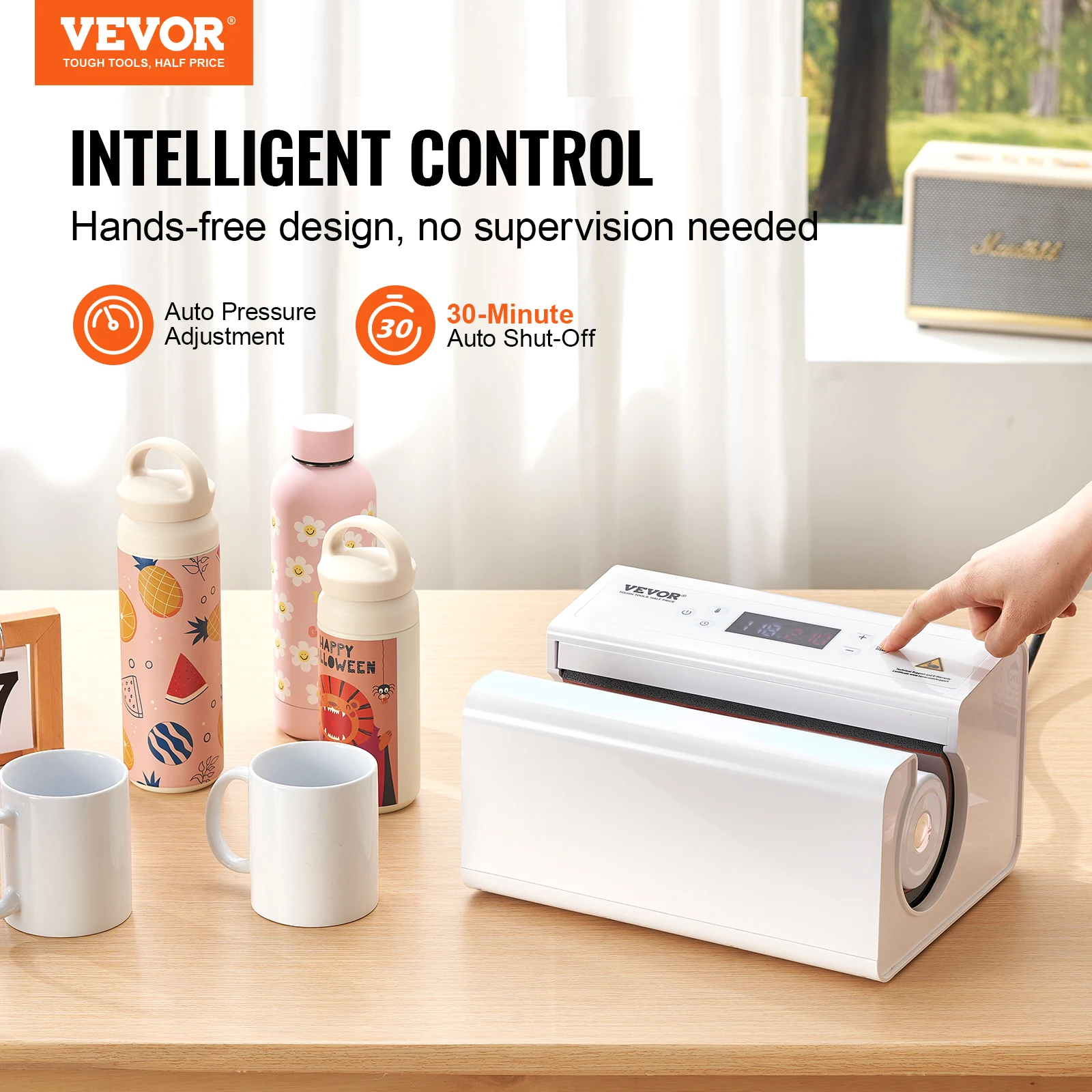 VEVOR Auto Tumbler Heat Press Machine Mug Heat Press for 11-30oz Sublimation Tumblers Heat Up Fast Even Tumbler Press with Tape - Image 2