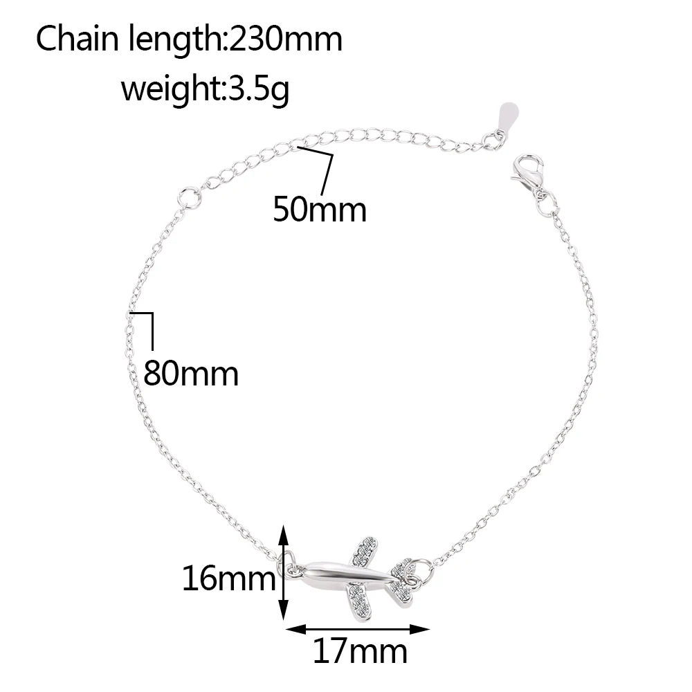 14K Solid Gold Airplane Charm Bracelet – Dainty Travel Gift for Her - Image 5
