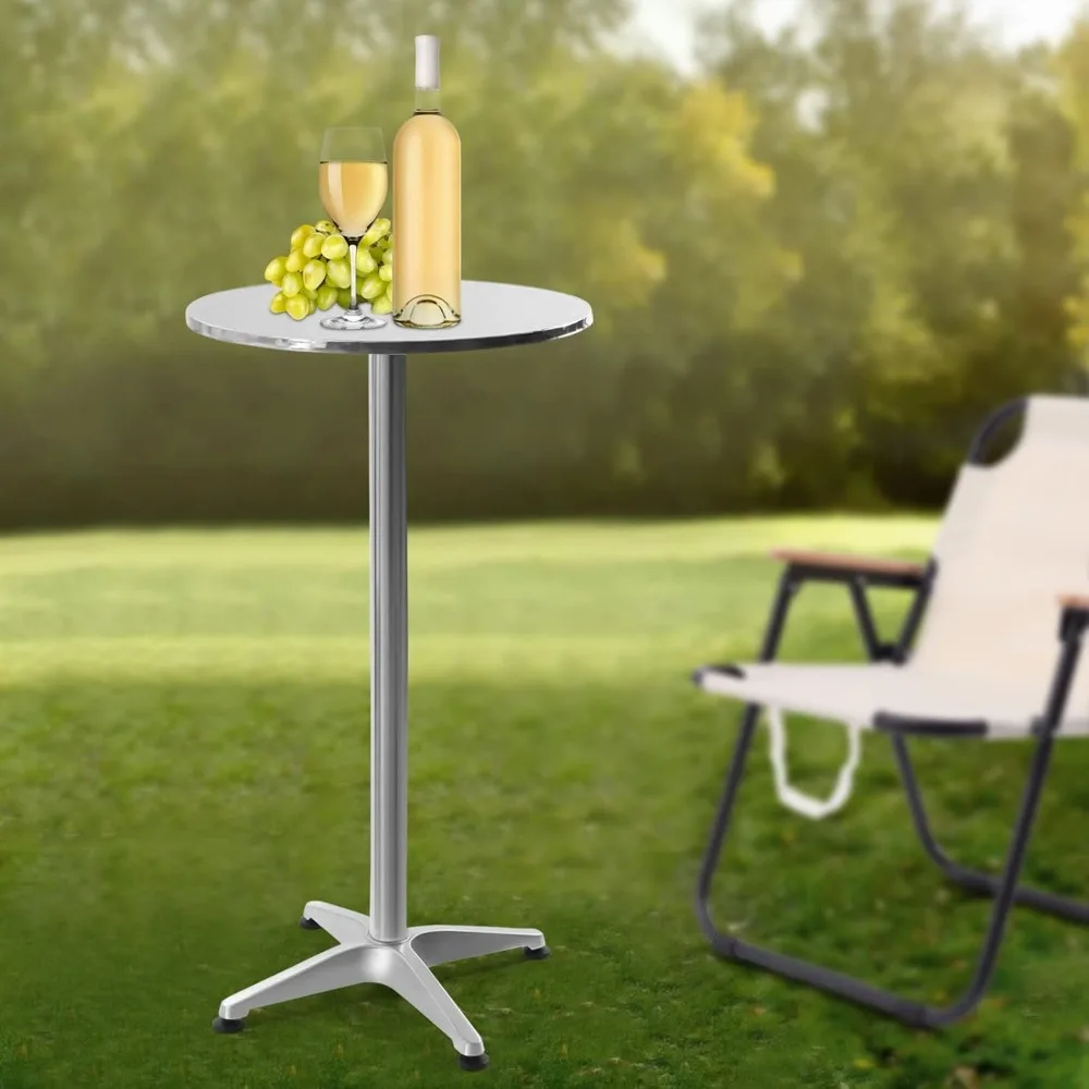 23.6" Round Pub Table Bistro Bar Height Cocktail Table W/ 90° Foldable