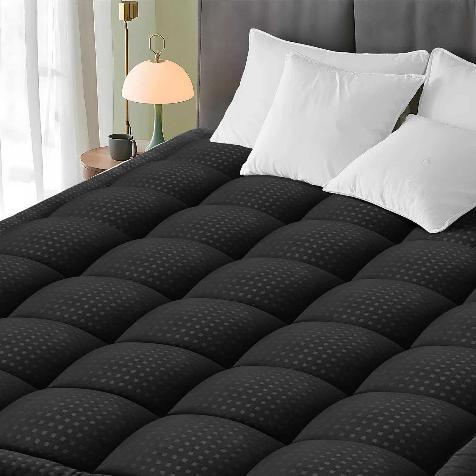 Quilted Fitted Mattress Pad Protector, Cooling Pillow Top, Breathable & Soft Mattress Cover