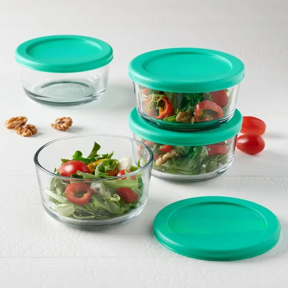 2-Cup Glass Food Storage Containers with Mint Lids – Set of 4 - Image 2