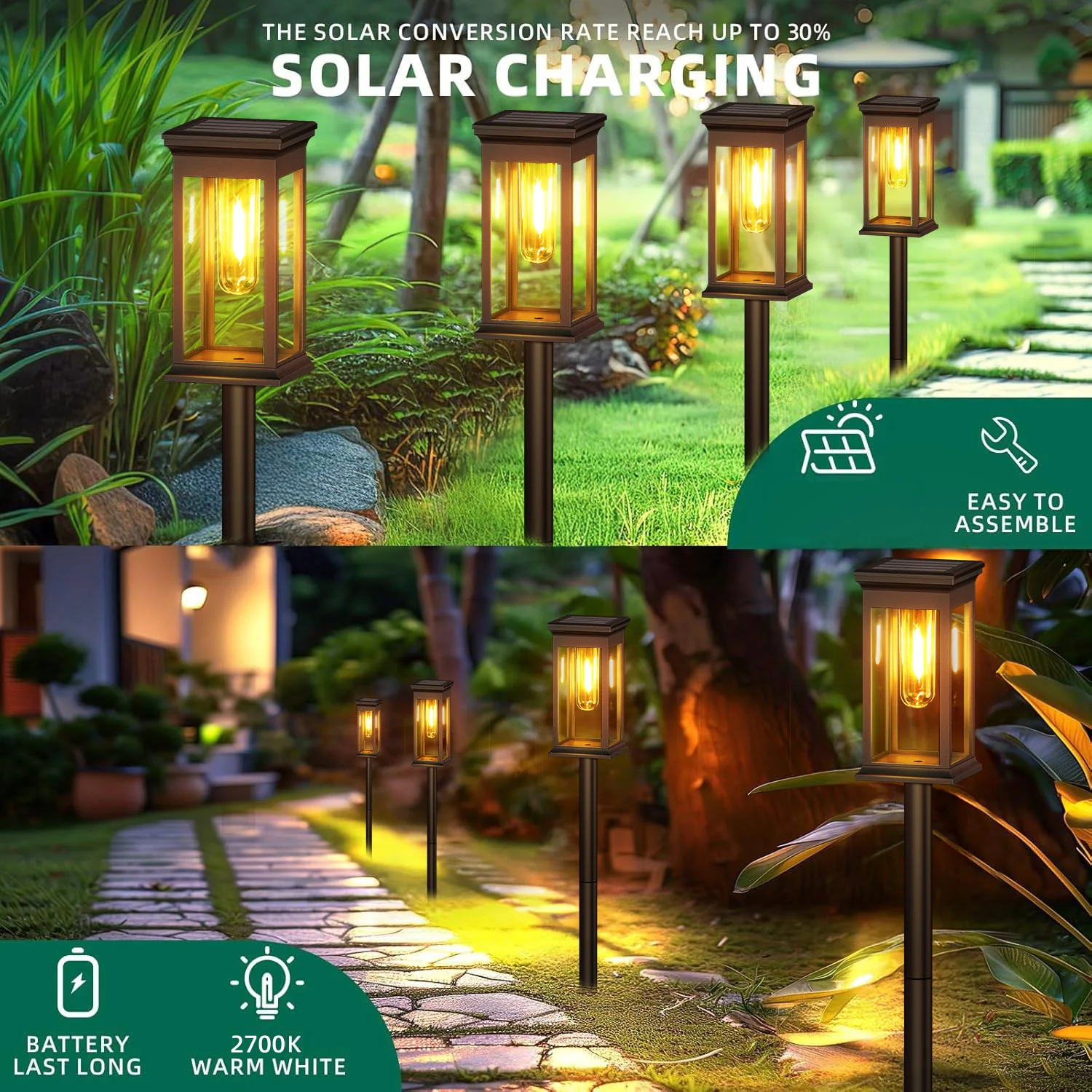 2/6/12 Pack Upgraded Solar Lights – 2700K Warm White for Garden & Walkway - Image 4