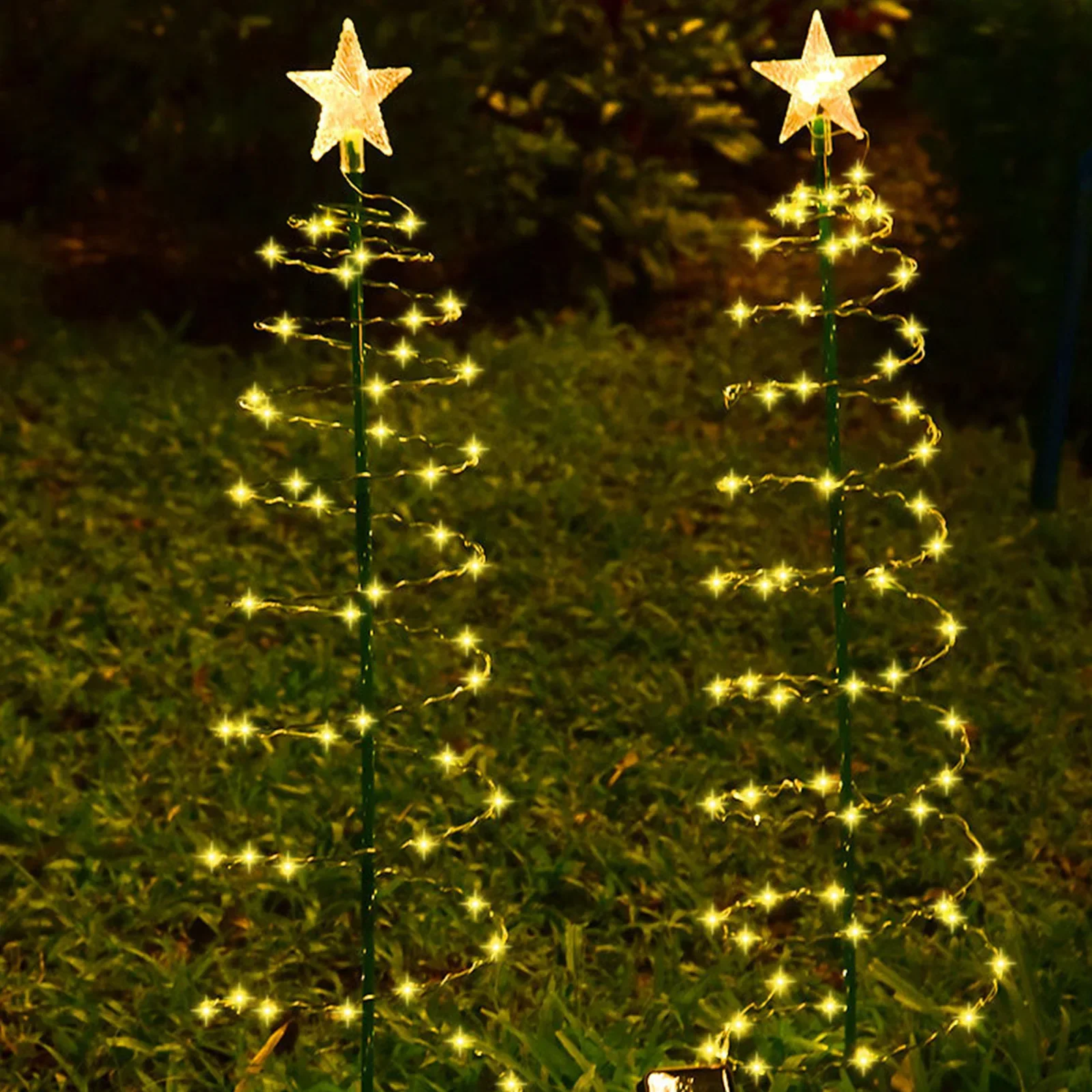 Solar Xmas Tree Stake Lights – LED Waterproof Garden Decor with Star Lantern